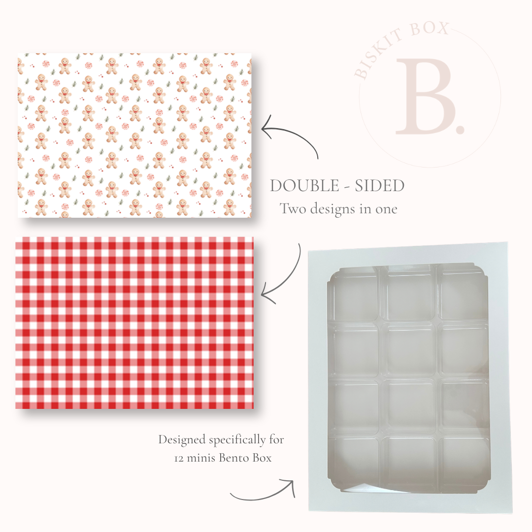 Christmas Print Box Backer - 12 minis Bento Box- 10pk