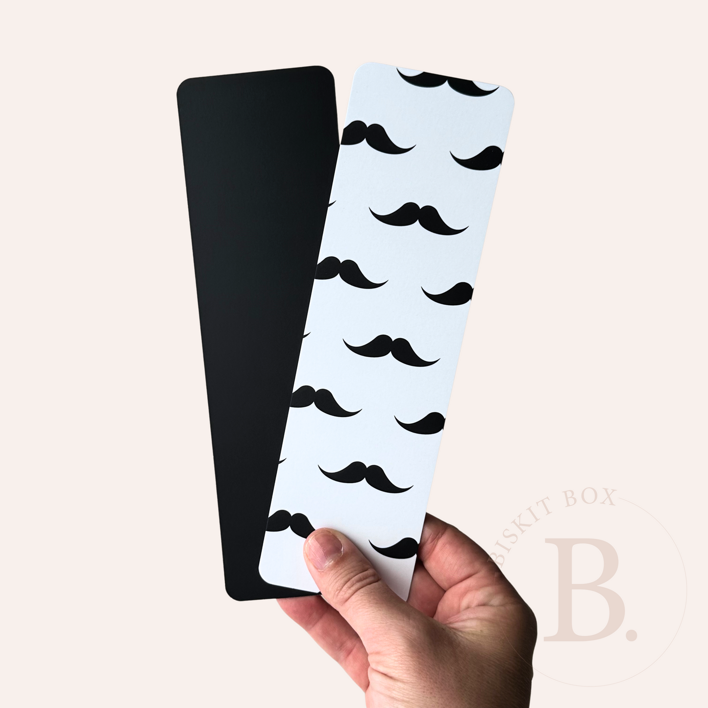 Black Moustache Grease Resistant Cookie Boards - Pack 25 - 65mm x 220mm