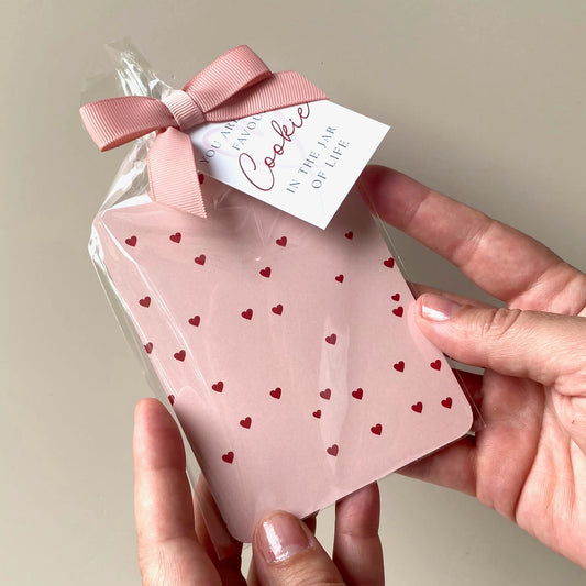 Pink with Red Hearts Grease Resistant Cookie Boards - Pack 25 - 90mm x 120mm