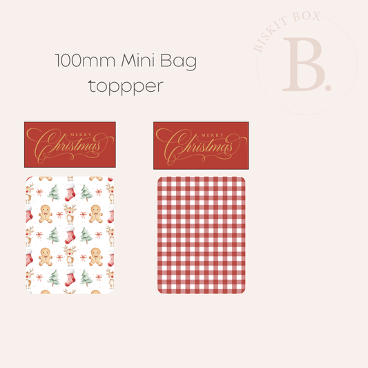 'Merry Christmas' Mini Bag Toppers - 25 pack - 105mm Width