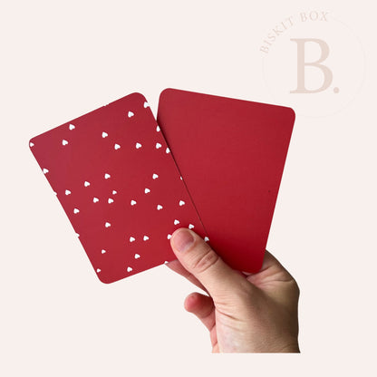 Red with White Hearts Grease Resistant Cookie Boards - Pack 25 - 90mm x 120mm