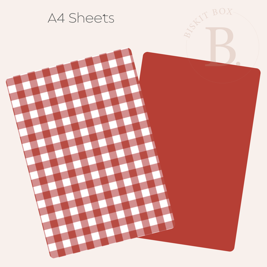 Red Gingham Printed Grease Resistant A4 Sheets 10pk