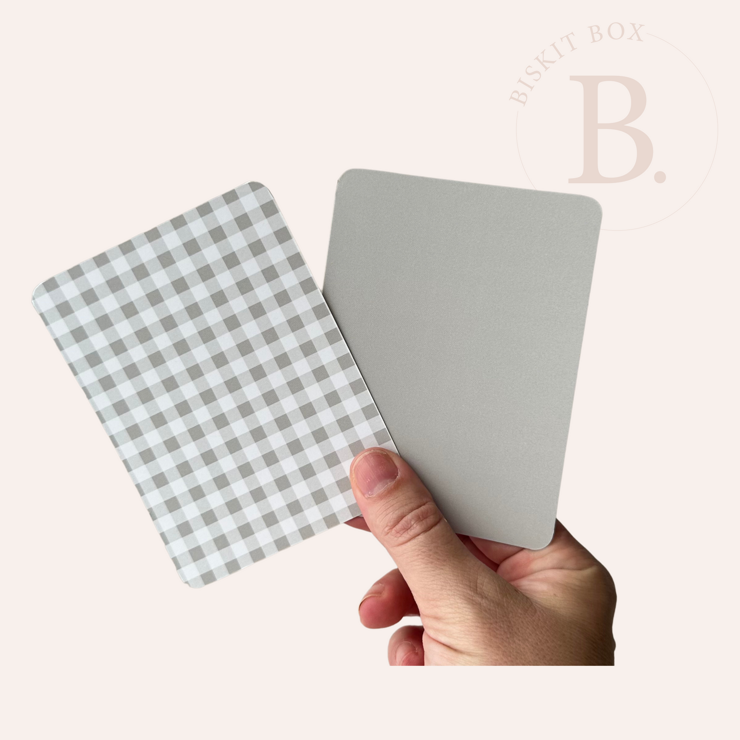 Sage Green Gingham - Grease Resistant Cookie Boards - Pack 25 - 90mm x 120mm