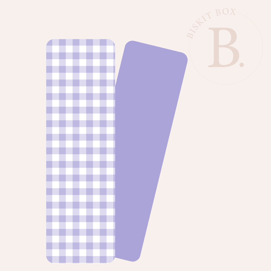 Grease Resistant Cookie Boards - Pack 25 - 65mm x 220mm (Purple Gingham)