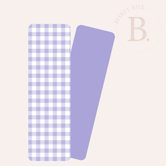 Grease Resistant Cookie Boards - Pack 25 - 65mm x 220mm (Purple Gingham)