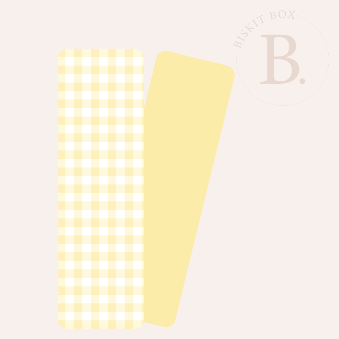 Grease Resistant Cookie Boards - Pack 25 - 65mm x 220mm (Lemon Gingham)