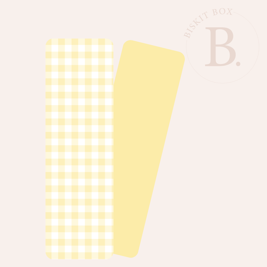 Grease Resistant Cookie Boards - Pack 25 - 65mm x 220mm (Lemon Gingham)