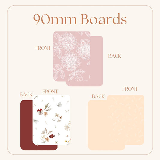 Floral Grease Resistant Cookie Boards - Pack 25 - 90mm x 120mm - 3 colours