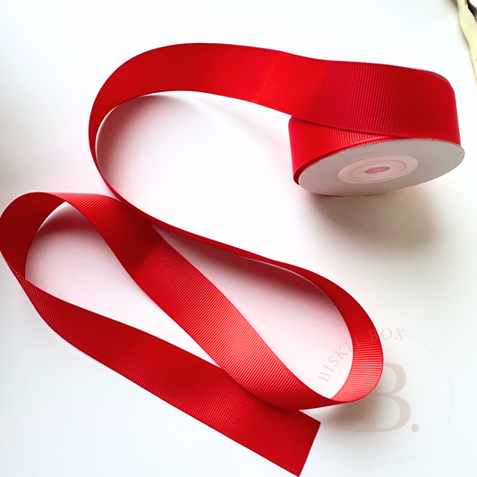 Grosgrain Ribbon on Roll - Red 25mm thickness (9.1m/roll)