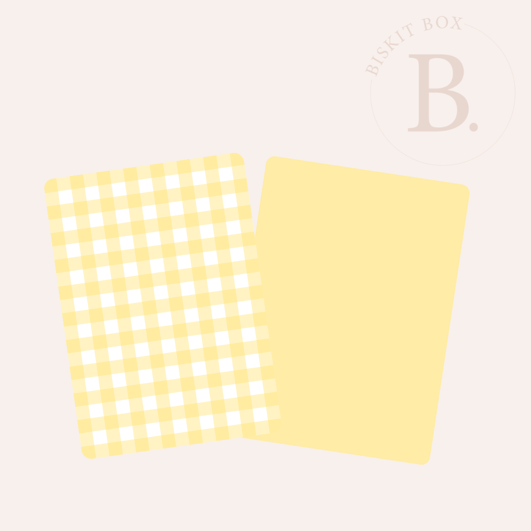 Lemon Gingham - Grease Resistant Cookie Boards - Pack 25 - 90mm x 120mm