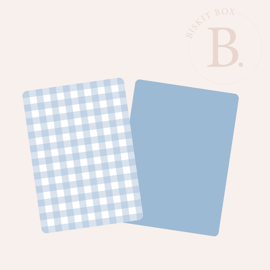 Wedgewood Blue Gingham - Grease Resistant Cookie Boards - Pack 25 - 90mm x 120mm