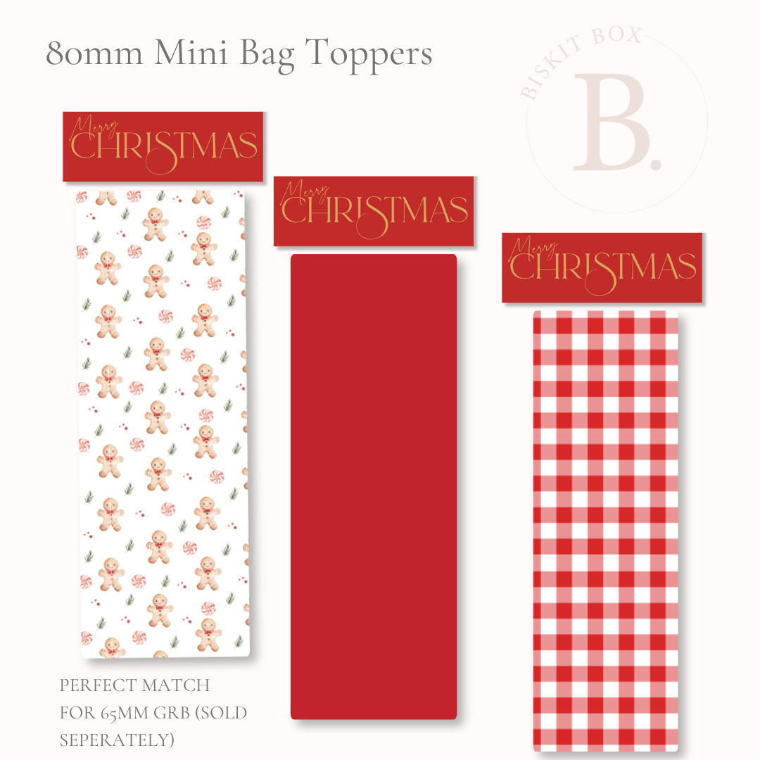 2026 'Merry Christmas' Mini Bag Toppers - 25 pack - 85mm Width