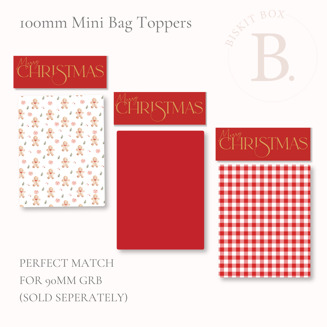 2026 'Merry Christmas' Mini Bag Toppers - 25 pack - 105mm Width
