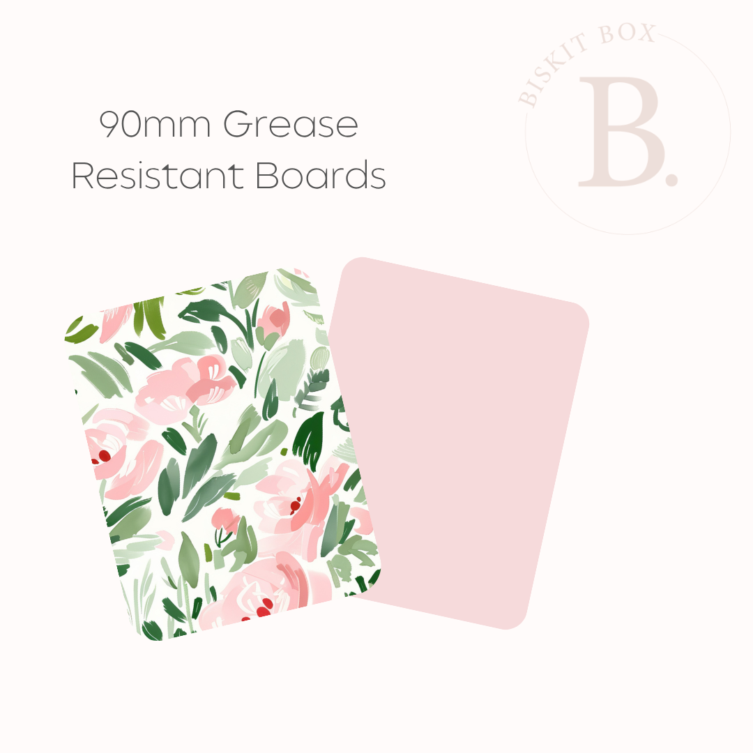 Pink Peony - Grease Resistant Cookie Boards - Pack 25 - 90mm x 120mm