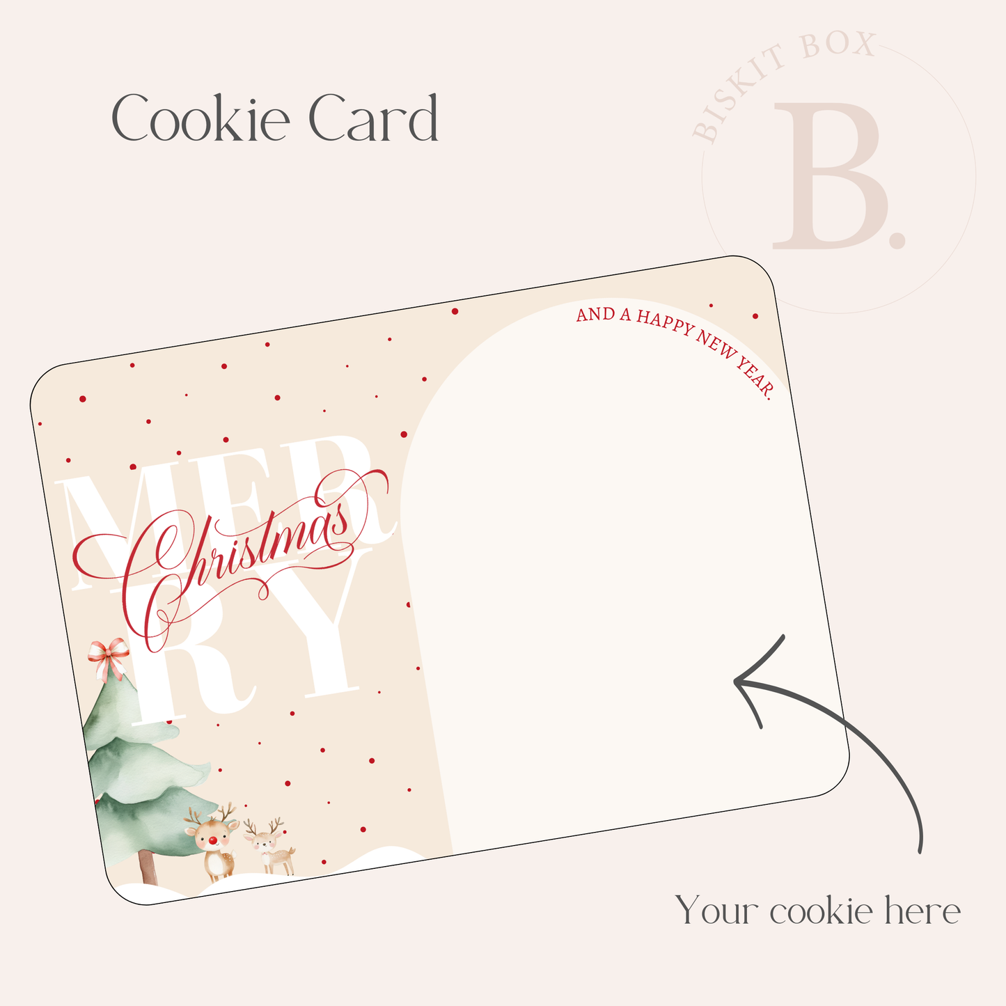 Merry Christmas with Tree Cookie Card- 25pk