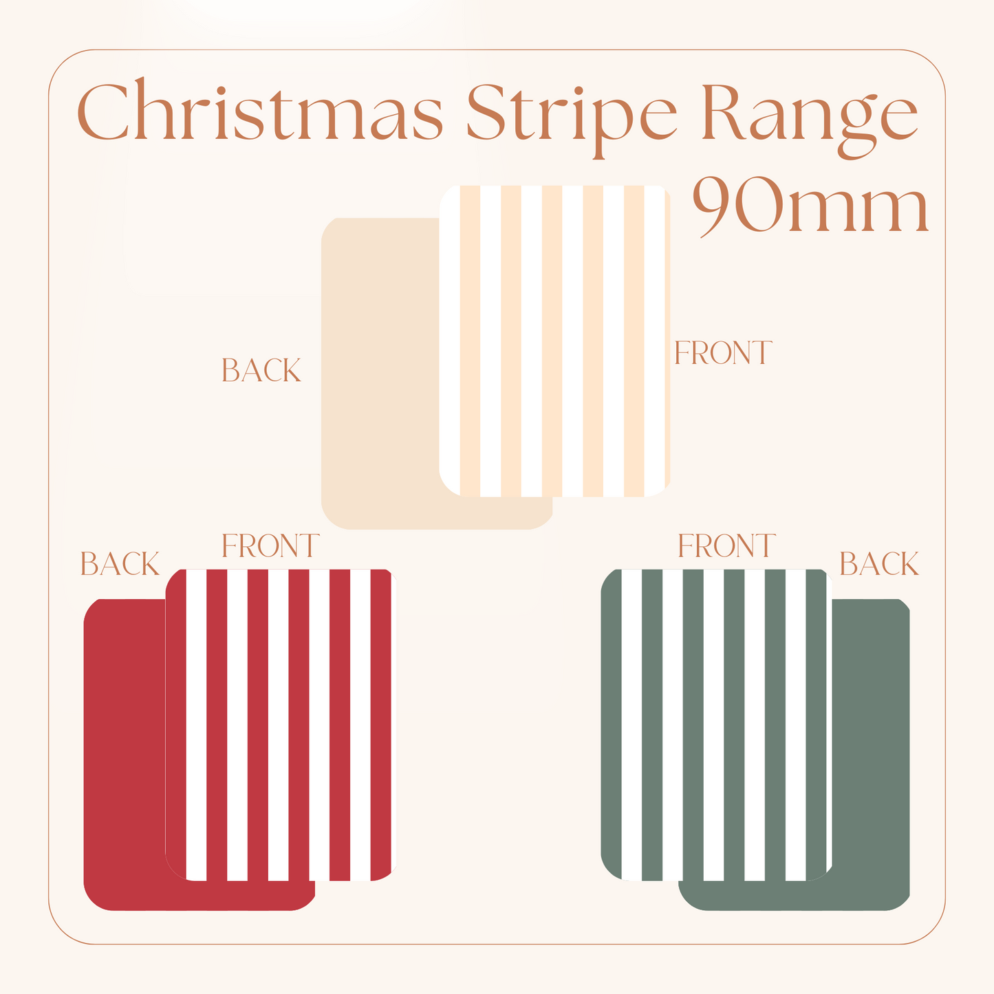 Christmas Stripe Grease Resistant Cookie Boards - Pack 25 - 90mm x 120mm - 3 colours