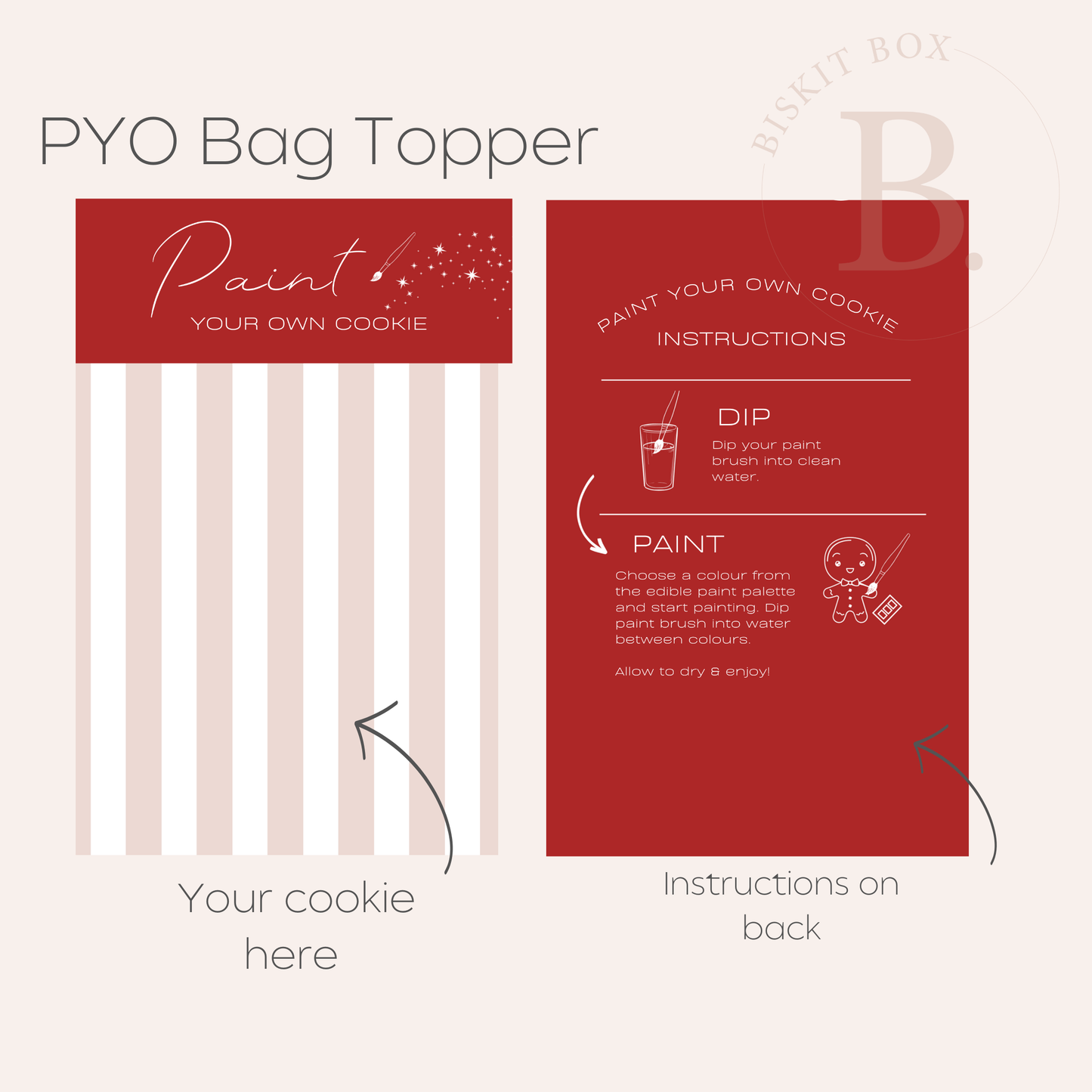 Red & Pink 'Paint Your Own' Bag Toppers - 25 pack