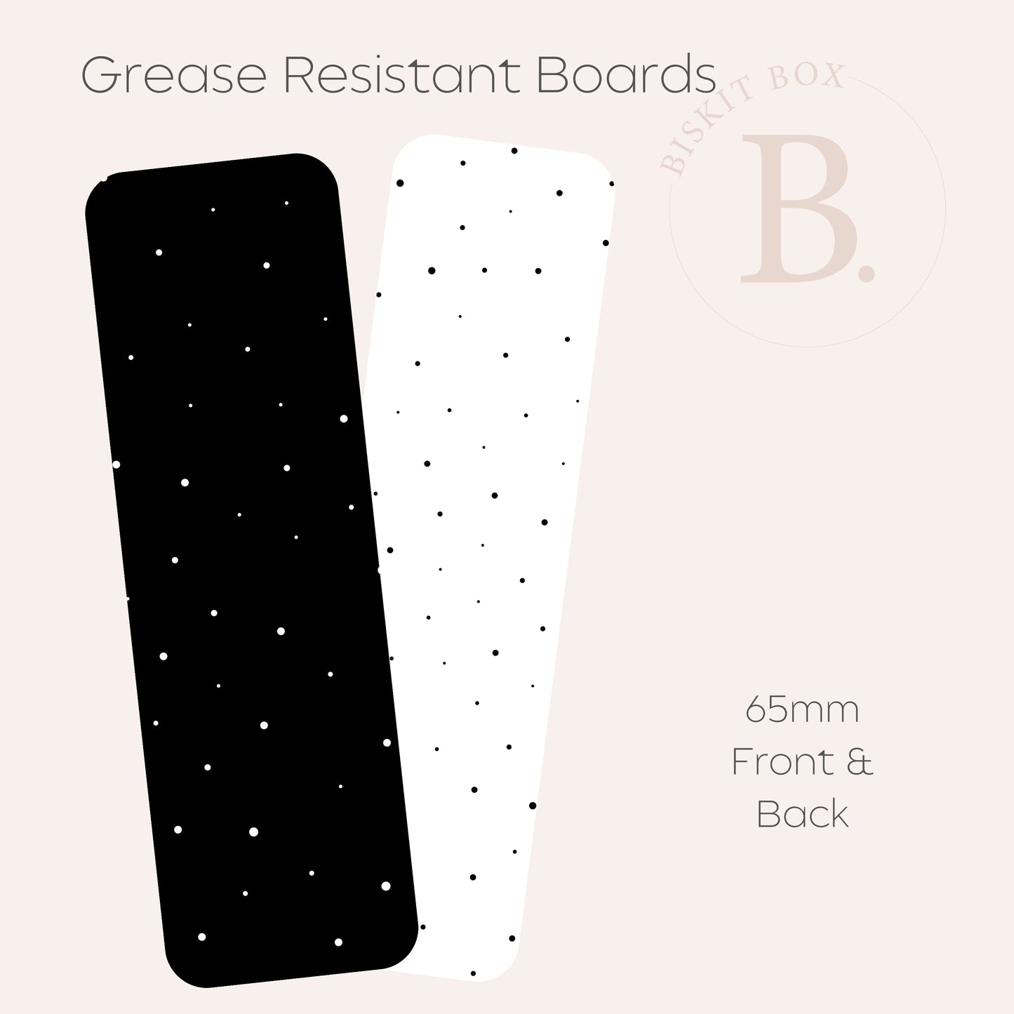 BLACK & WHITE Spots - Printed Grease Resistant Cookie Board - Pack 25 - 65mm x 220mm (Copy)