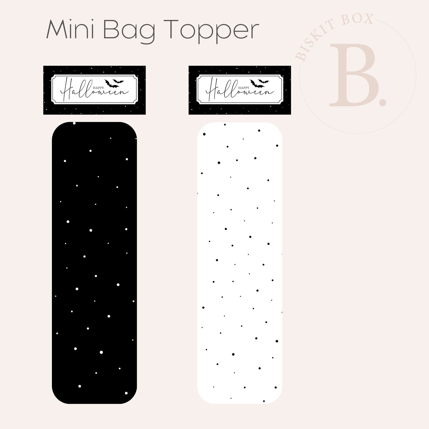 'Halloween' Mini Bag Topper Black & White - Black (25pack)