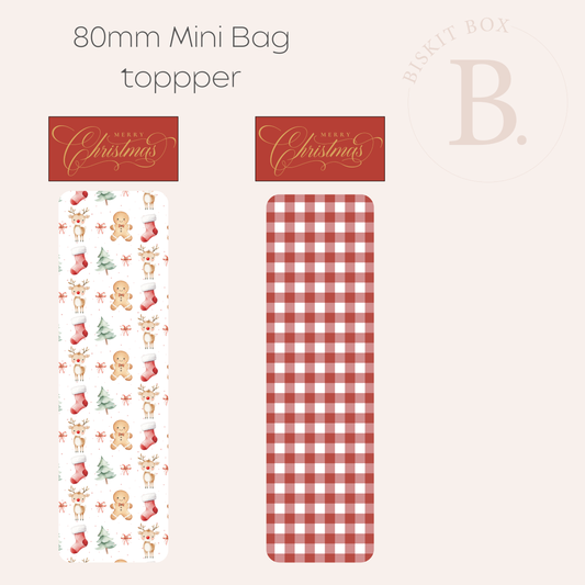 'Merry Christmas' Mini Bag Toppers - 25 pack - 85mm Width