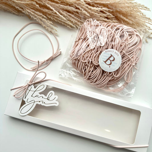 Pink Elastic Bows - 25pk (to fit all our 'Large & Regular Boxes')