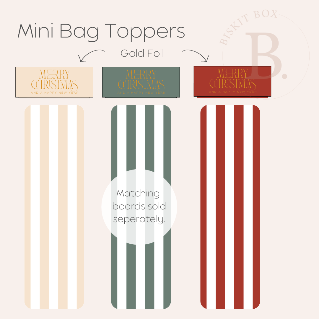 'Merry Christmas' Mini Bag Toppers - 25 pack - 5 options available