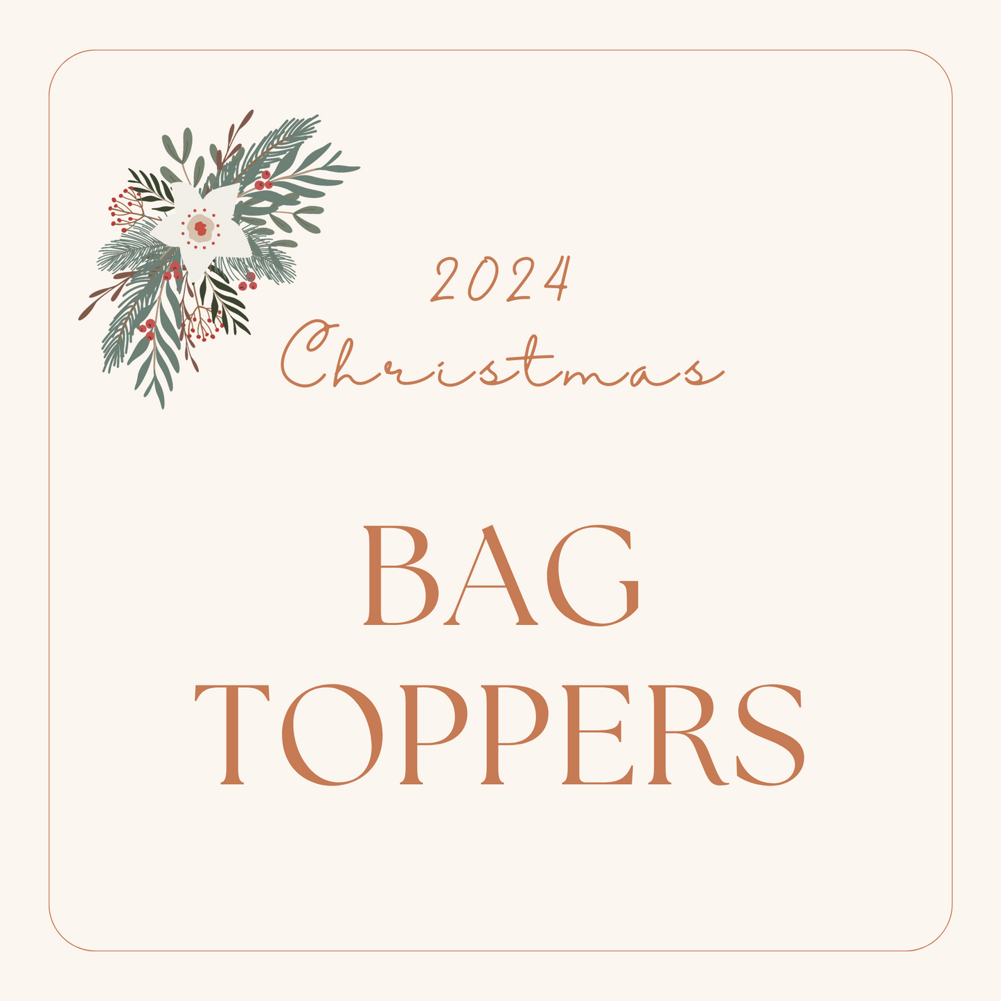 'Merry Christmas' Bag Toppers - 25 pack - 3 Colours available