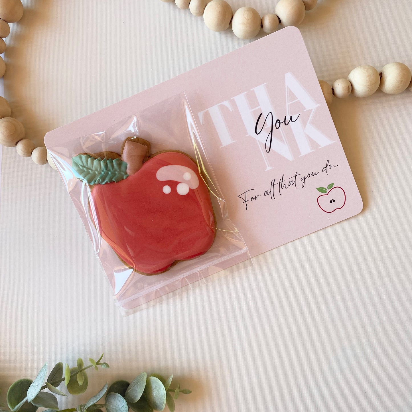 Teacher Thank you - Apple Cookie Card 25pk